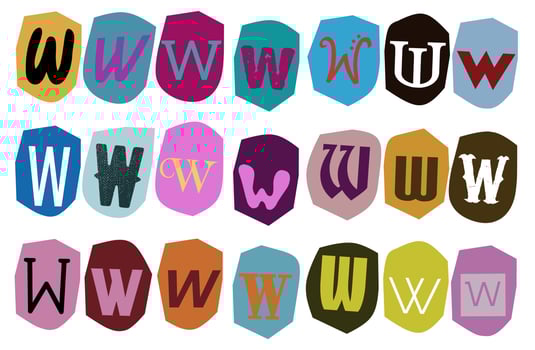 Alphabet w- vector cut newspaper and magazine letters, paper style ransom note letter