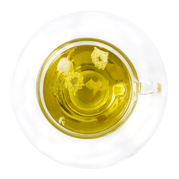 Chrysanthemum tea in a glass isolated png