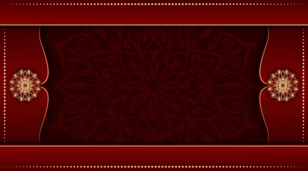 red luxury background, with gold mandala ornament vector