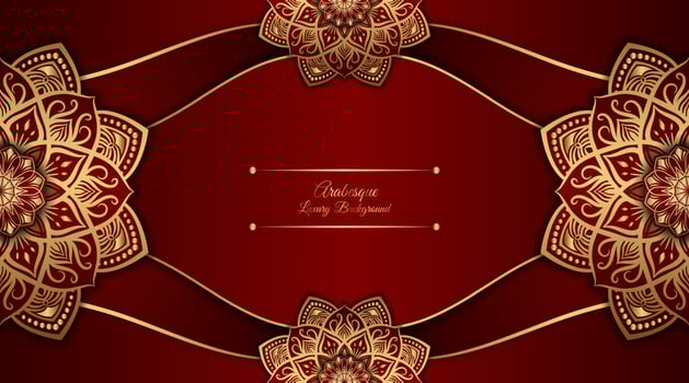 red luxury background, with gold mandala ornament vector