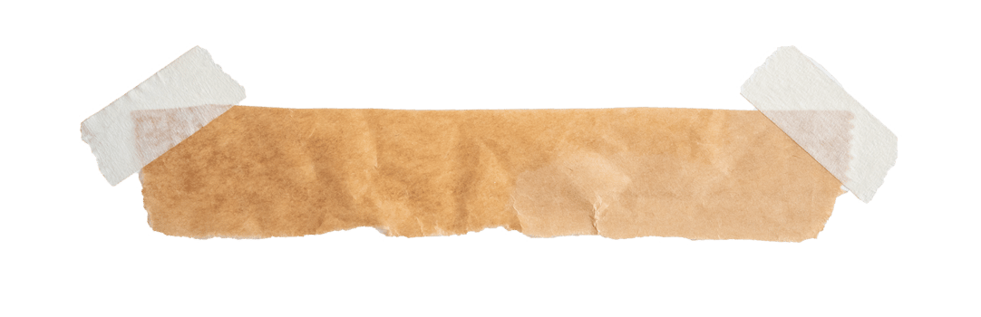 Brown paper with stick tape isolated on transparent background. Png realistic design element.