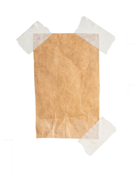 Brown paper with stick tape isolated on transparent background. Png realistic design element.