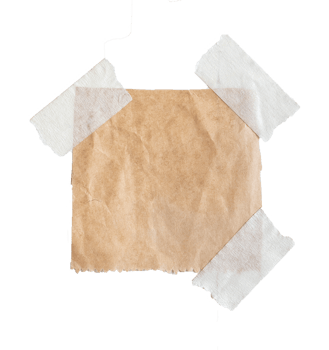 Brown paper with stick tape isolated on transparent background. Png realistic design element.