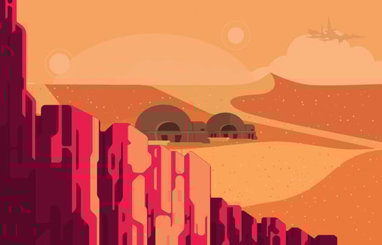 Science Fiction in Desert World Concept vector
