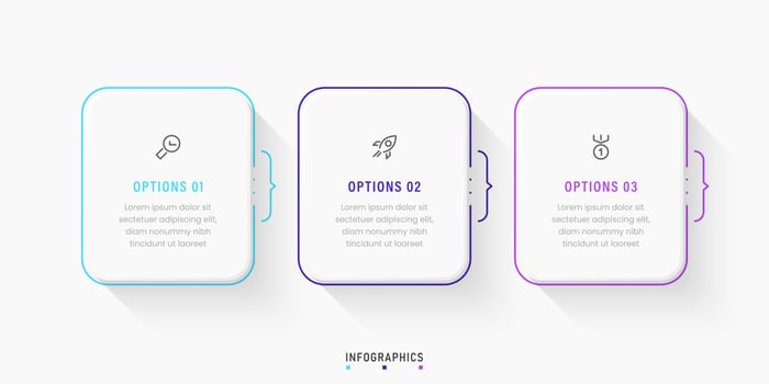 Vector Infographic label design template with icons and 3 options or steps. Can be used for process diagram, presentations, workflow layout, banner, flow chart, info graph.