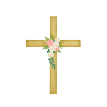 Watercolor Easter Cross With Flowers png