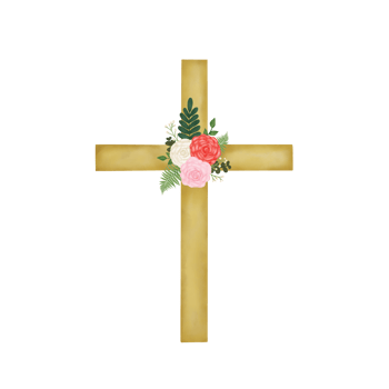 Watercolor Easter Cross With Flowers png