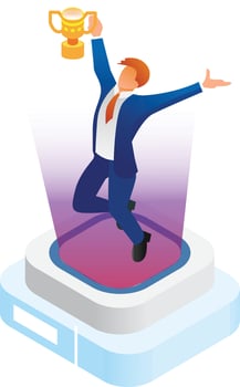Isometric human icons celebrate success, achieve success. 3D character icon flat Suitable for Diagrams, Infographics, Game Asset, And Other Graphic Related Assets vector