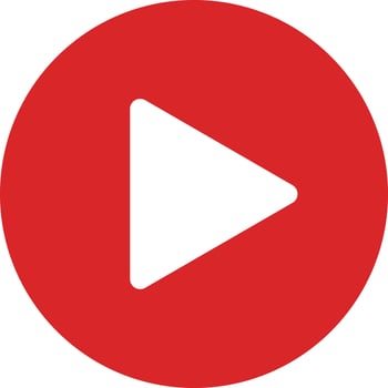 Play button icon in red. Simple vector image.