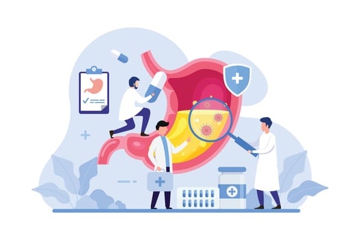 Health care and stomach treatment design concept vector