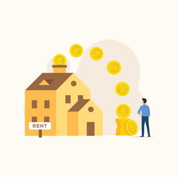 People make money from house rent concept vector illustration