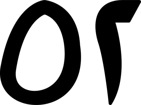 Arabic Number Fifty Two Vector Icon