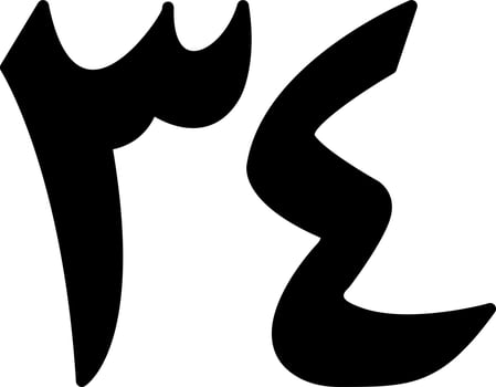 Arabic Number Thirty Four Vector Icon
