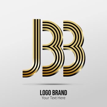 JBB Letter Logo Design with Creative Intersected and Cutted Serif Font. vector