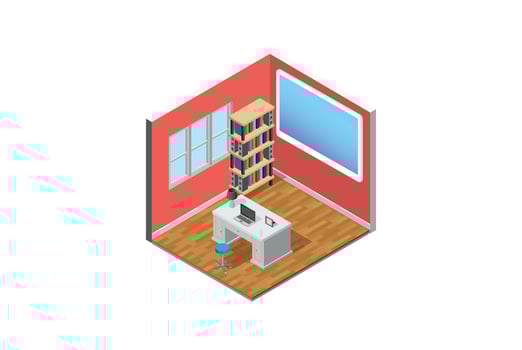 Girl sitting on the sofa works with laptop, modern freelancer template for website. Concept with characters and text for services. Web page, flat isometric infographic vector images, illustration.