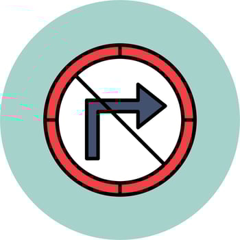 No Turn Right Vector Icon