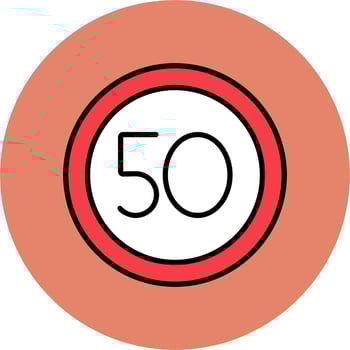 50 Speed Limit Vector Icon