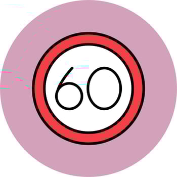 60 Speed Limit Vector Icon