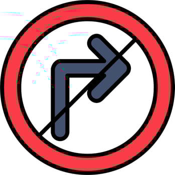 No Right Turn Vector Icon