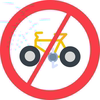 No Cycling Vector Icon