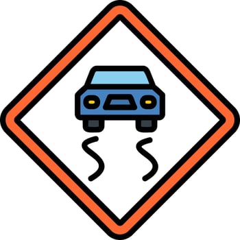 Slippery Road Vector Icon
