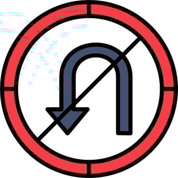 No Turn Vector Icon