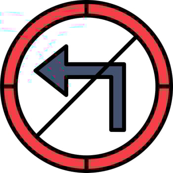 No Turn Left Vector Icon