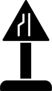 End Of Additional Lane Vector Icon