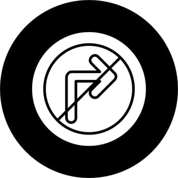 No Right Turn Vector Icon