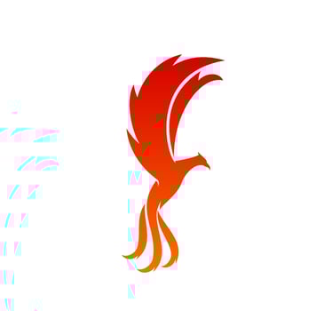 Phoenix, magic flaming bird icon or symbol vector
