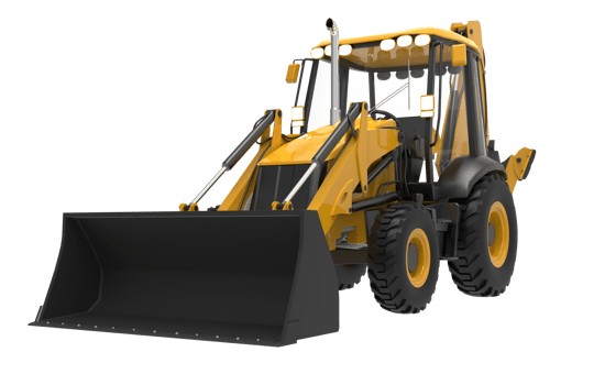 Yellow JCB tractor, excavator - heavy duty equipment vehicle png