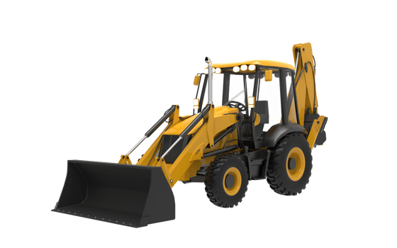 Yellow JCB tractor, excavator - heavy duty equipment vehicle png