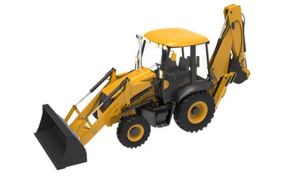 Yellow JCB tractor, excavator - heavy duty equipment vehicle png