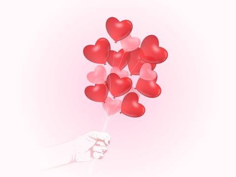 heart balloon valentine hand vector