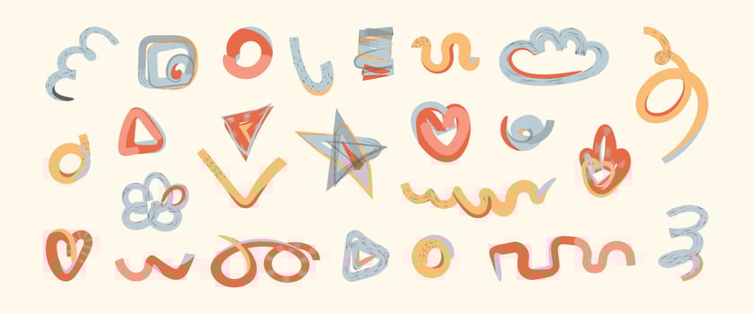 Set of colorful shapes and doodle objects vector illustration