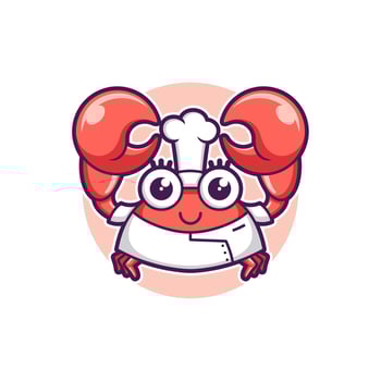 cute cartoon crab chef vector