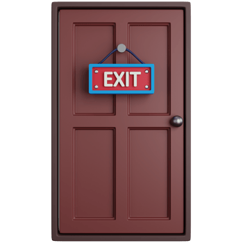 3D Illustration House Door With Exit Hanging Board png