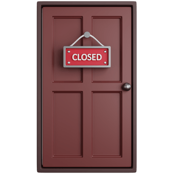 3D Illustration House Door With Closed Hanging Board png