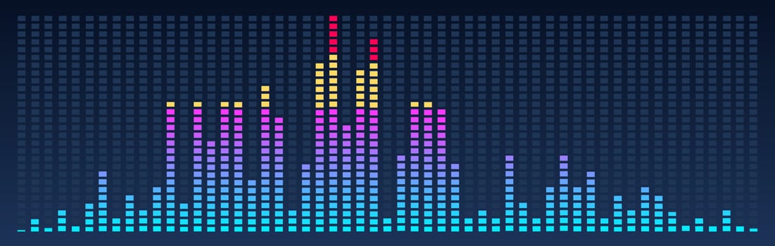 Equalizer, Music, Voice, Sound wave. Color electronic equalizer. vector