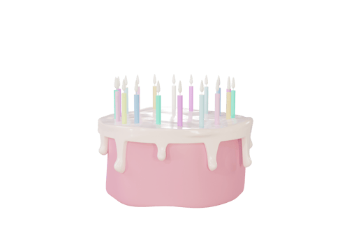 Png 3D cartoon cake for a birthday Valentine's Day. 3D render png