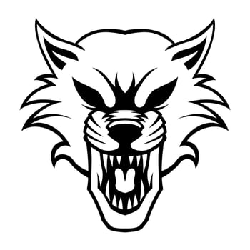 Angry Wolf Vector Black And White Logo Design Illustration Template