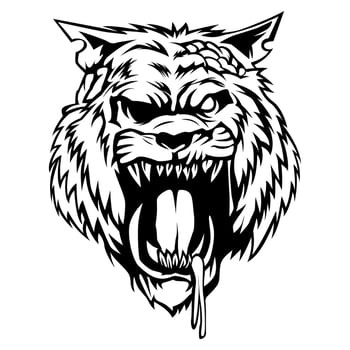 Zombie Tiger VectorBlack And White Angry Head Logo Mascot template vector