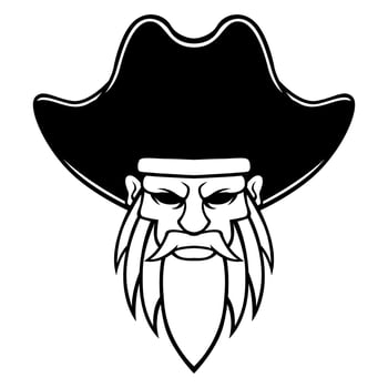 Captain Pirate Vector Black And White Logo Design Mascot template