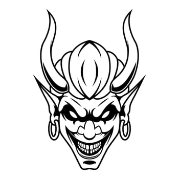 Devil Vector. Black And White Devil Man Logo Design Vector Mascot template