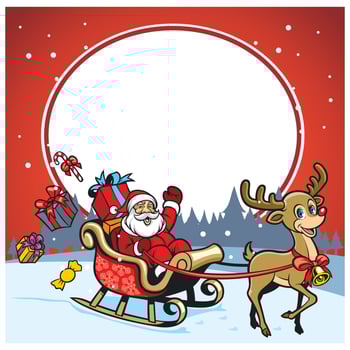 santa and the deer greeting christmas vector