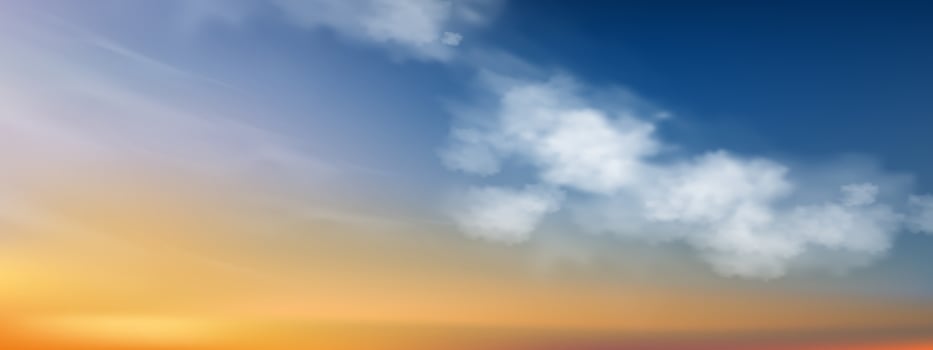 Sunset Sky, Horizon Spring Sky scape in blue, yellow color,Vector illustration of nature cloud, Sky in sunny day Spring,Summer,Horizon picturesque banner background for World environment day,Earth day vector