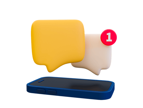 3d online chatting concept. online chat communication. smartphone and message icon. 3d rendering illustration. png