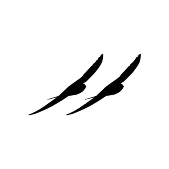 Flying Pair of the Swallow Bird Silhouette for Logo, Pictogram, Website. Art Illustration or Graphic Design Element. Vector Illustration