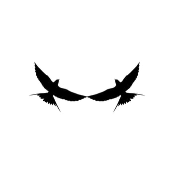 Flying Pair of the Swallow Bird Silhouette for Logo, Pictogram, Website. Art Illustration or Graphic Design Element. Vector Illustration