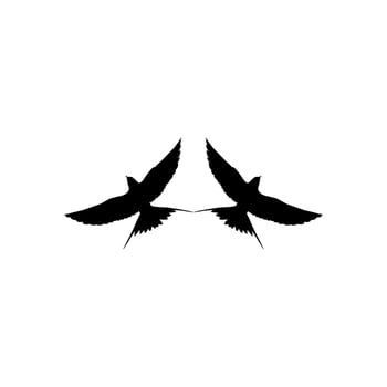 Flying Pair of the Swallow Bird Silhouette for Logo, Pictogram, Website. Art Illustration or Graphic Design Element. Vector Illustration